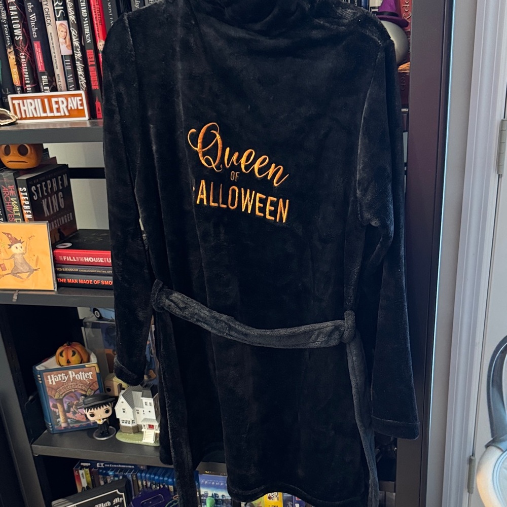 Black Halloween Robe with Gold Embroidery